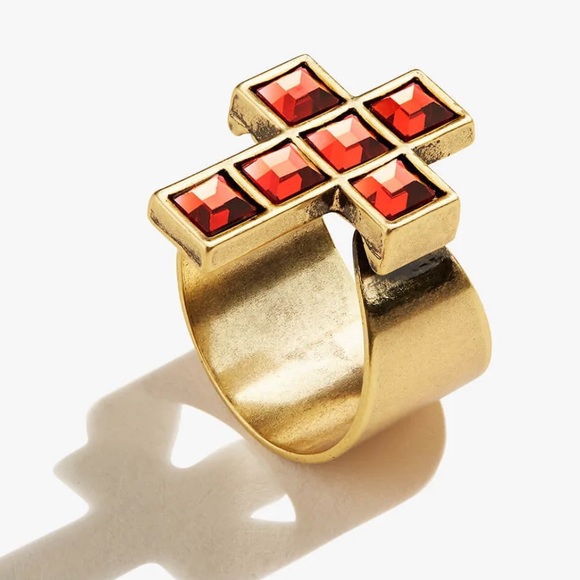 ALEX and ANI Crystal Cross Cocktail Ring - Picture 1 of 12